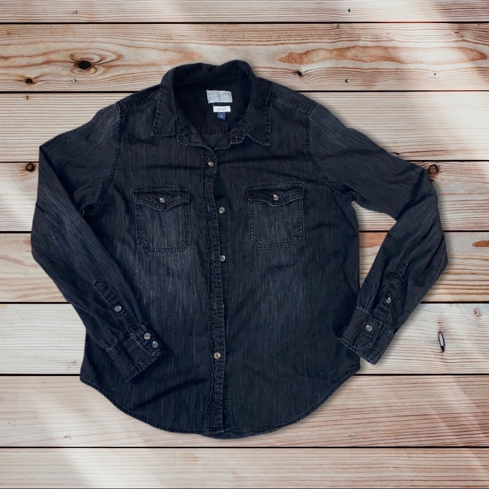 Black denim longsleeve button up